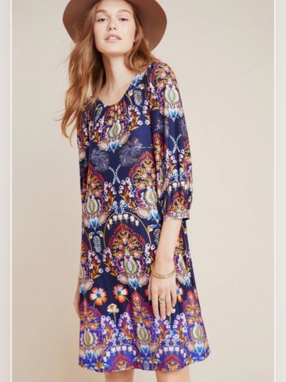 Maeve Anthropologie Sawyer Boho Tunic Dress Balloon Sleeve M